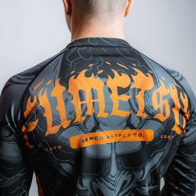 Fumetsu Oni Long Sleeve Rash Guard Black/Grey/Bronze