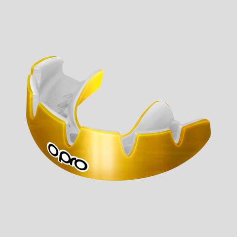 Gold/White Opro Instant Custom-Fit Braces Mouth Guard