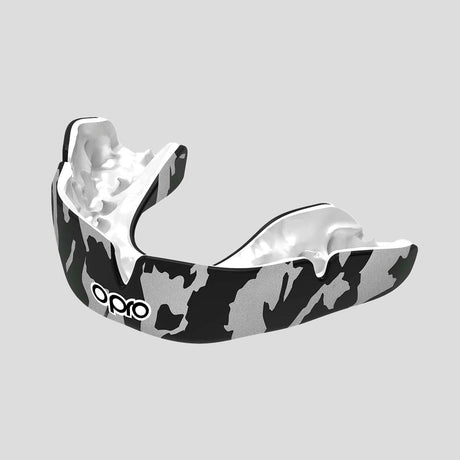 Opro Instant Custom-Fit Camo Mouth Guard Black/White/Silver   