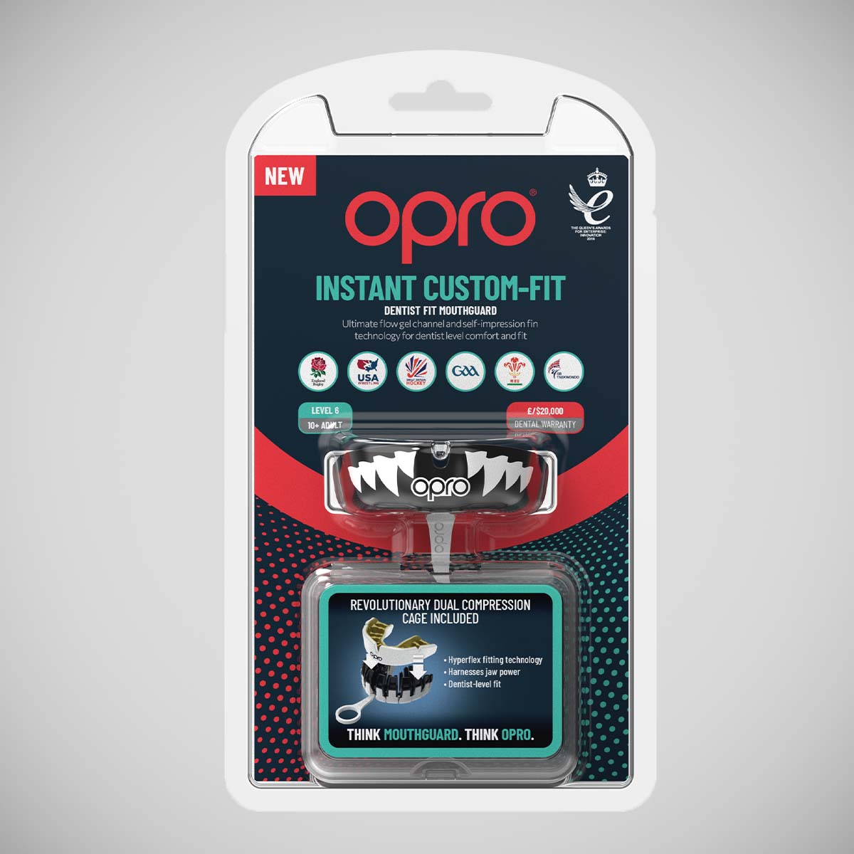 OPRO Instant Custom-Fit Jaws Mundschutz Schwarz/Weiß