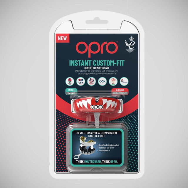 Opro Instant Custom-Fit Jaws Mouth Guard Red/White/Gold