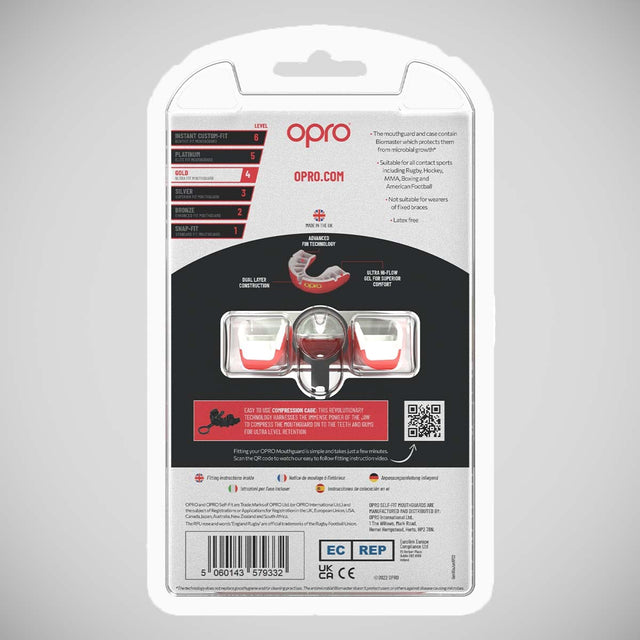 Opro Junior Gold Self-Fit Mouth Guard Red/Pearl