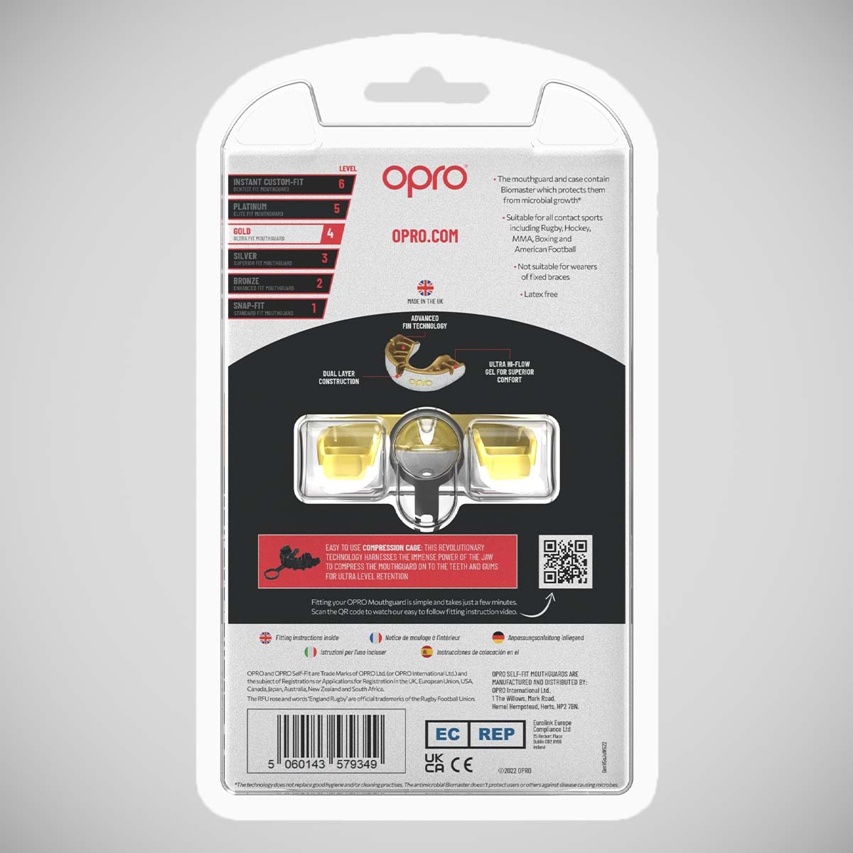 Opro Junior Gold Auto-Fit Bocal Guard Branco/Ouro