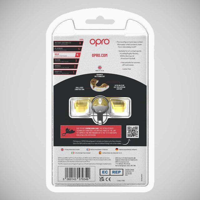 Opro Junior Gold Self-Fit Mouth Guard White/Gold