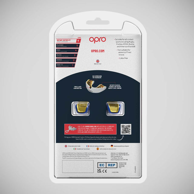Opro Junior Instant Custom-Fit Single Colour Mouth Guard Dark Blue/Gold
