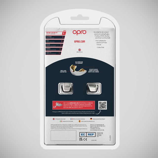 Opro Junior Instant Custom-Fit Single Colour Mouth Guard Red/White