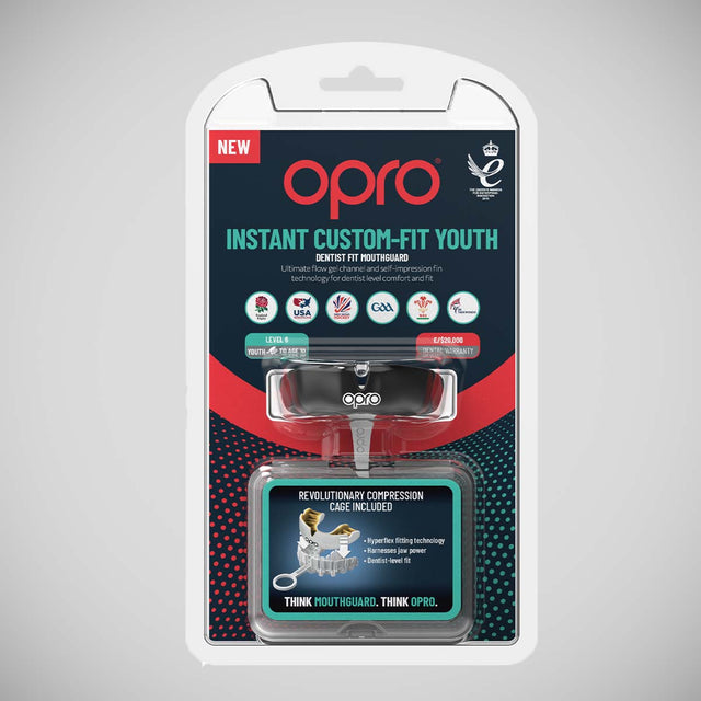 Opro Junior Instant Custom-Fit Single Colour Mouth Guard Red/White