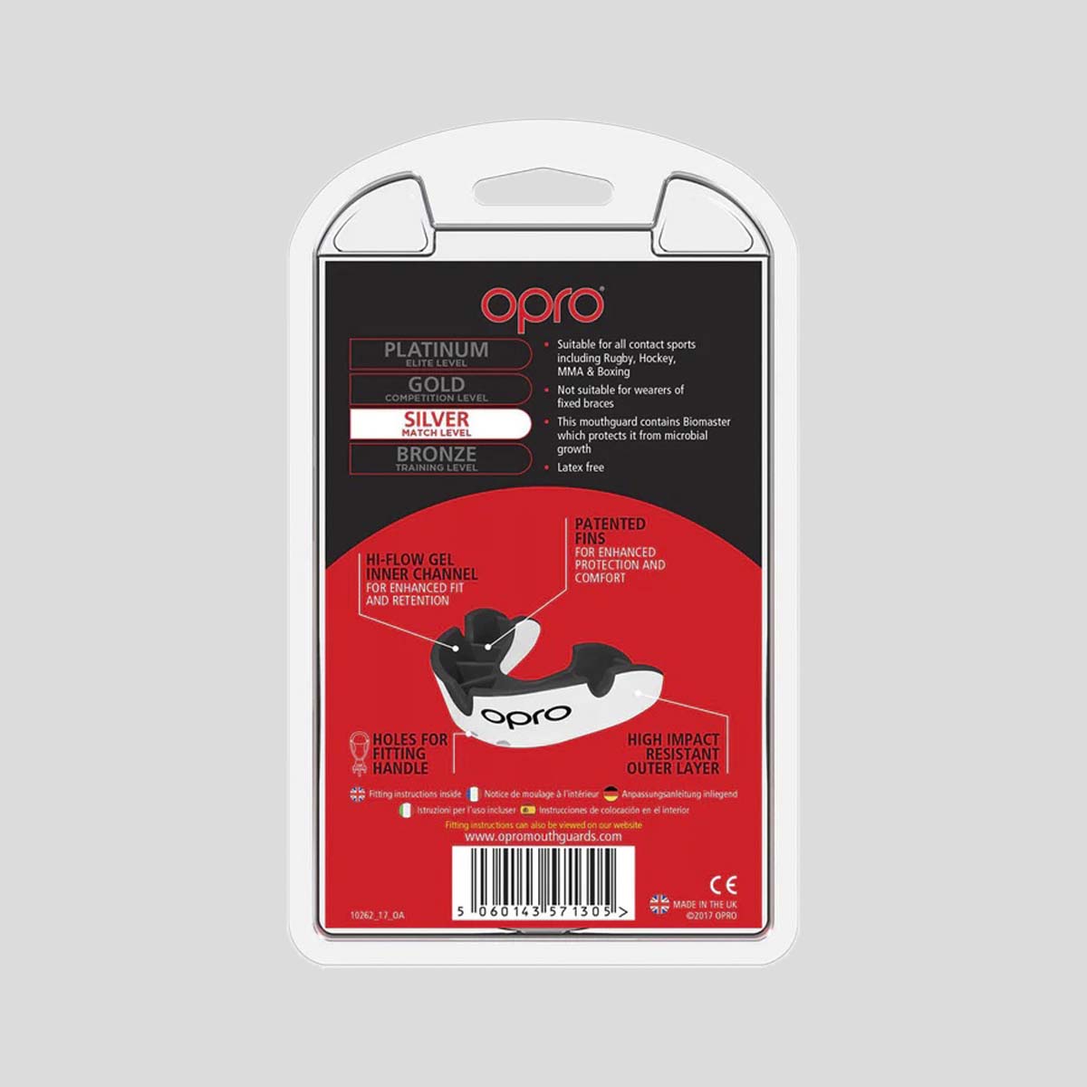 Opro Junior Silver Gen 4 Mouth Guard White/Black