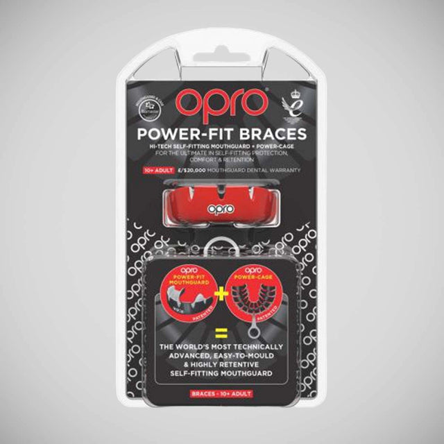 Opro Power Fit Braces Mouth Guard Red/White