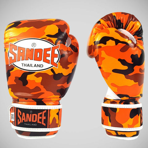 Orange/White Sandee Camo Kids Boxing Gloves