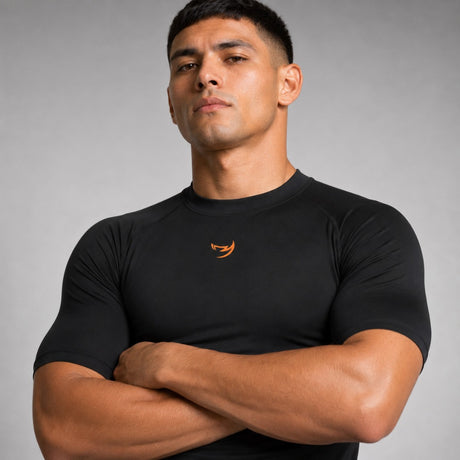 Fumetsu Origins Short Sleeve Rash Guard Black/Orange