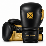 Pro-Box Pro-Spar Leather Boxing Gloves Black/Gold
