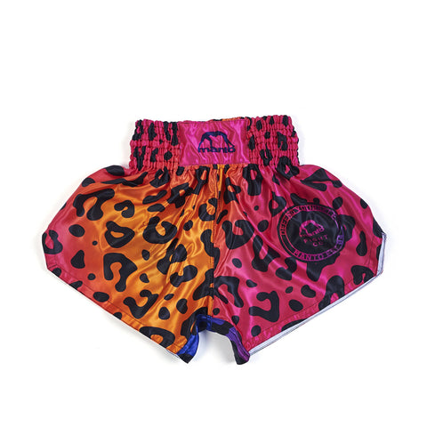 Pink/Orange Manto Muay Thai Leopard Muay Thai Shorts