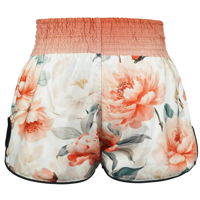 TUFF Sport RMS125 High-Cut Retro Tub-Tim Bloom Muay Thai Shorts Orange - side detail