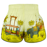 TUFF Sport RMS127 High-Cut Retro The Sunshine Journey Muay Thai Shorts Yellow - side detail