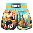 TUFF Sport RMS128 High-Cut Retro The Legacy of Thailand Muay Thai Shorts Teal - front view