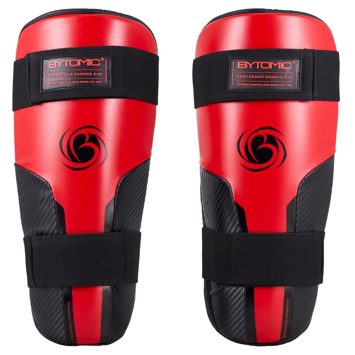 Bytomic Performer Carbon Evo Shin Guards Red/Black from Made4Fighters
