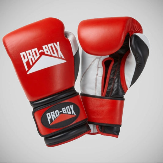 Red Pro-Box Pro-Spar Leather Boxing Gloves