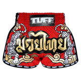 Tuff Sport MRS301 Retro -Stil Doppel Tiger Muay Thai Shorts rot
