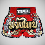 Tuff Sport MRS301 Retro -Stil Doppel Tiger Muay Thai Shorts rot