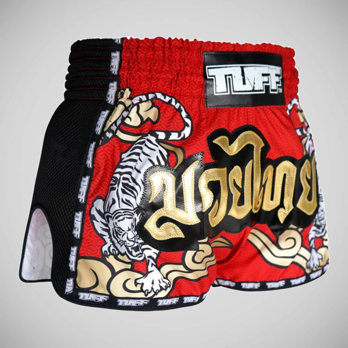 Tuff Sport MRS301 Retro -Stil Doppel Tiger Muay Thai Shorts rot