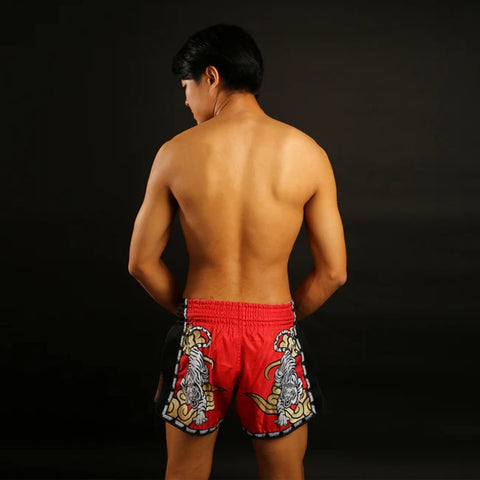 Red TUFF Sport MRS301 Retro Style Double Tiger Muay Thai Shorts