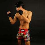 Tuff Sport MRS301 Retro -Stil Doppel Tiger Muay Thai Shorts rot