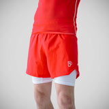 Red/White Progress Profile Red and White Hybrid Shorts