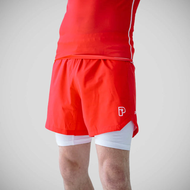 Progress Profile Red and White Hybrid Shorts Red/White