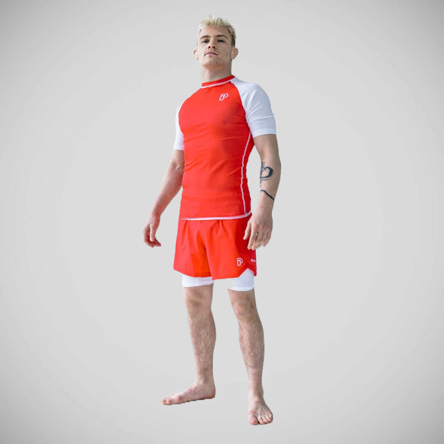 Progress Profile Red and White Hybrid Shorts Red/White