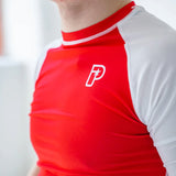 Red/White Progress Profile Red and White Rash Guard   