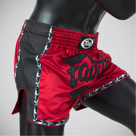 Fairtex BS1703 Slim Cut Muay Thai Shorts Rot/Schwarz