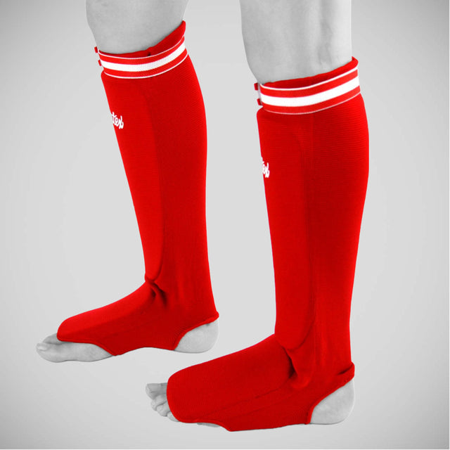 Fairtex SPE Elasticated Shin Guards Red