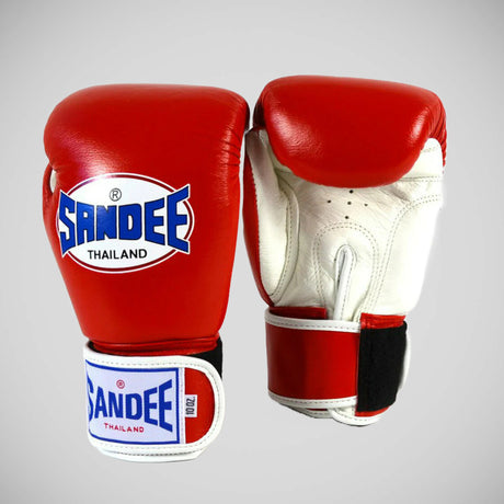 Red Sandee Authentic Leather Boxing Gloves   