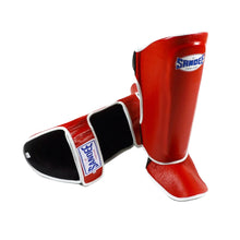 Red Sandee Authentic Leather Shin Guards