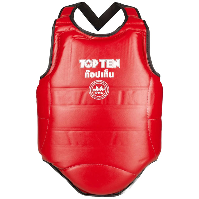 Top Ten Jot Muay IFMA Chest Guard Red