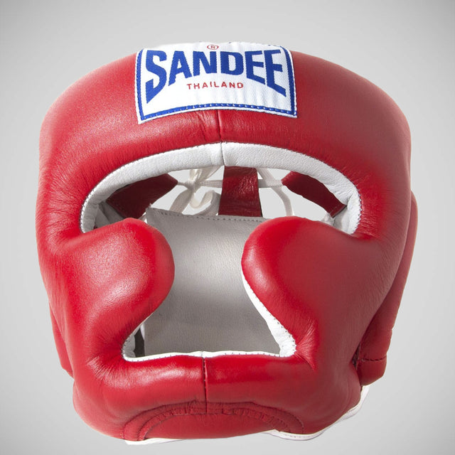 Red/White Sandee Closed Face Head Guard   