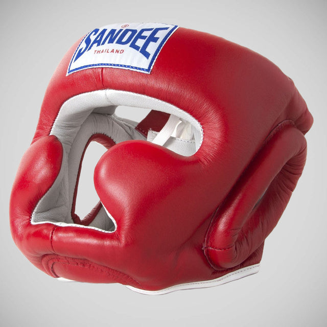Sandee Closed Face Head Guard Red/White