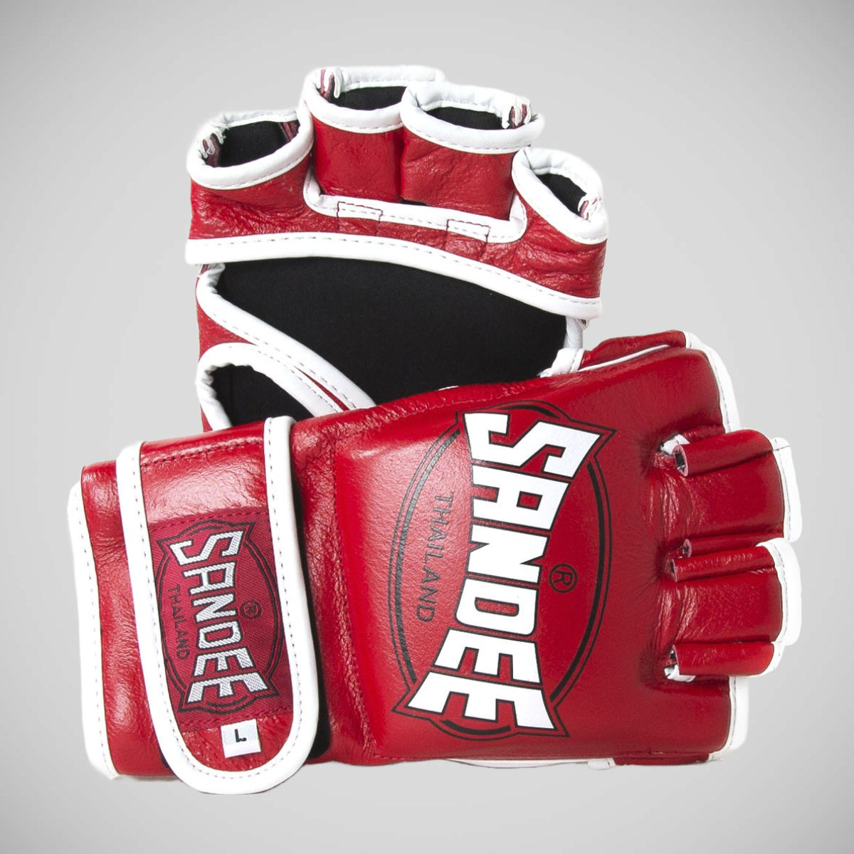 Red/White Sandee Leather MMA Fight Gloves   