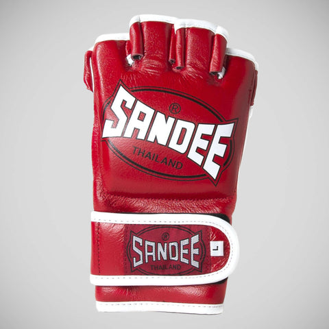 Red/White Sandee Leather MMA Fight Gloves