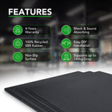 Sprung 20mm PRO Rubber Gym Floor Tiles - Smooth Top - Black