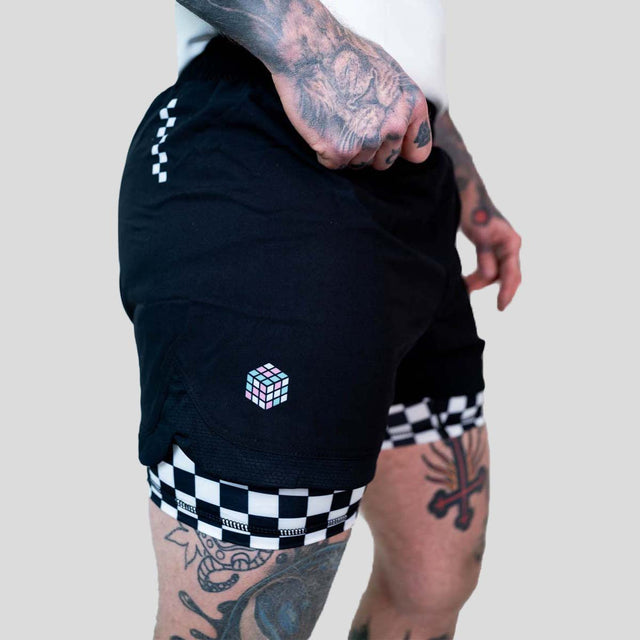 Roll Supreme The Finisher 2 in 1 Jiu Jitsu Shorts Black/White