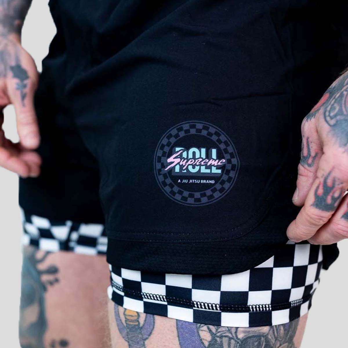 Roll Supreme The Finisher 2 in 1 Jiu Jitsu Shorts noir / blanc