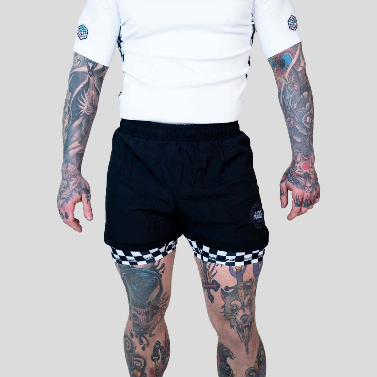 Roll Supreme The Finisher 2 in 1 Jiu Jitsu Shorts noir / blanc