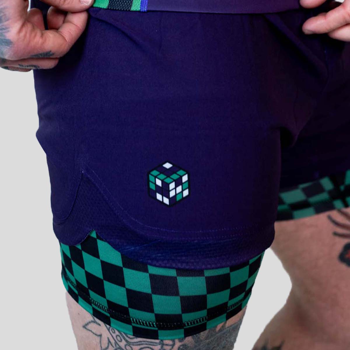 Roll Supreme The Finisher 2 in 1 Jiu Jitsu Shorts violet / vert