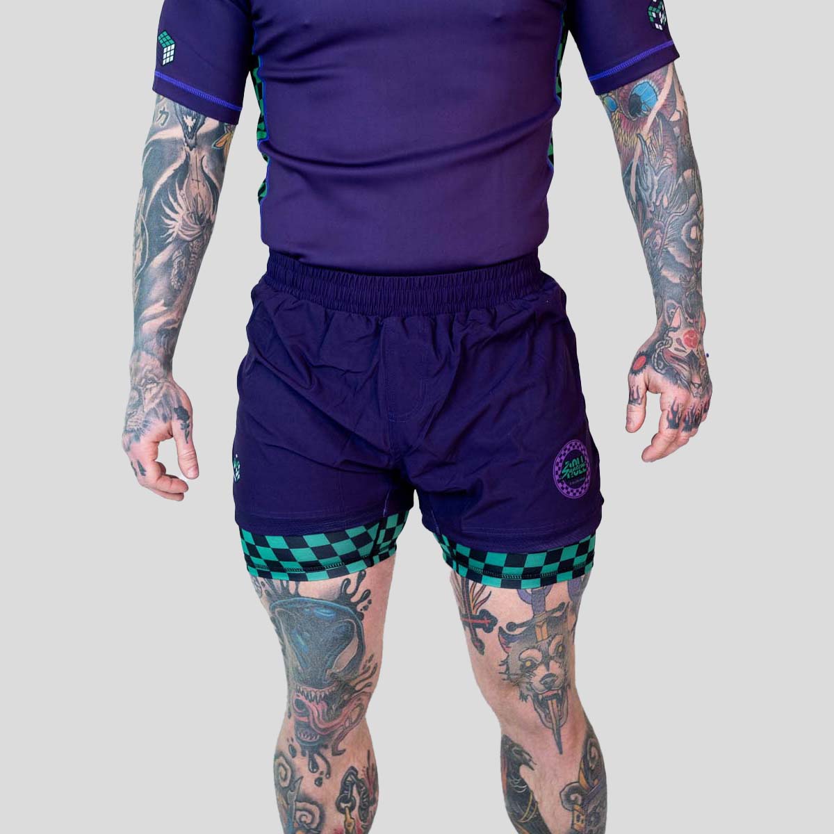 Roll Supreme The Finisher 2 in 1 Jiu Jitsu Shorts violet / vert