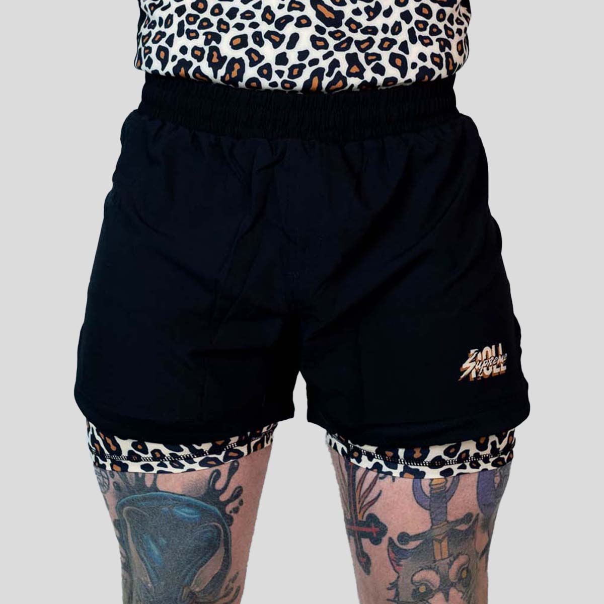 Rouler suprême le boucher 2 en 1 jiu jitsu short jaune / marron