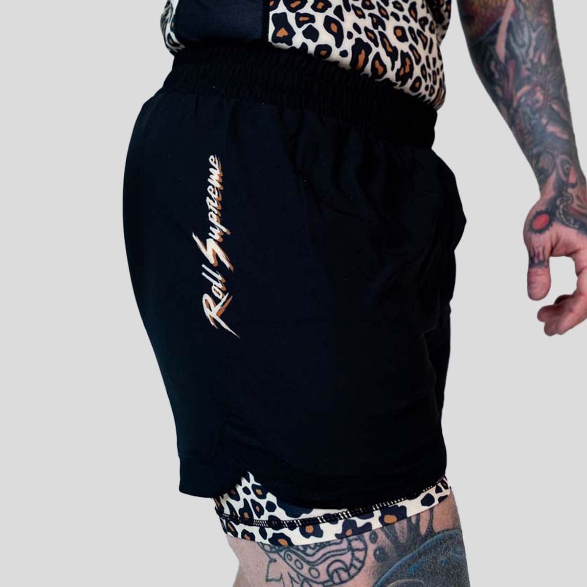 Rouler suprême le boucher 2 en 1 jiu jitsu short jaune / marron