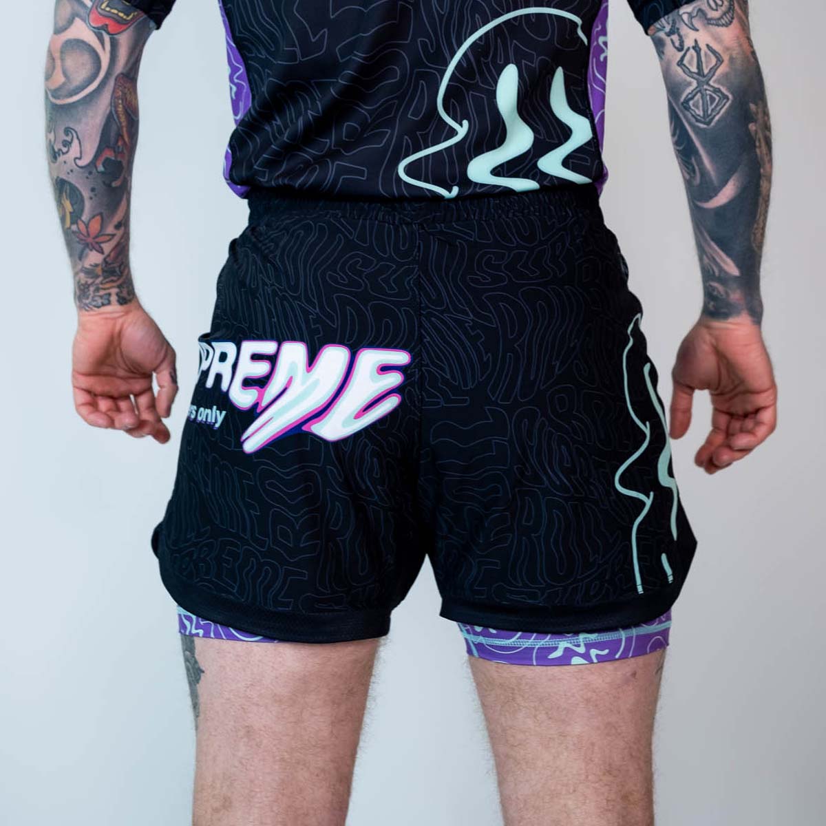 Rouler suprême le rave ultraviolet Brain Freeze 2 in 1 jiu jitsu shorts