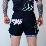 Rouler suprême le rave ultraviolet Brain Freeze 2 in 1 jiu jitsu shorts
